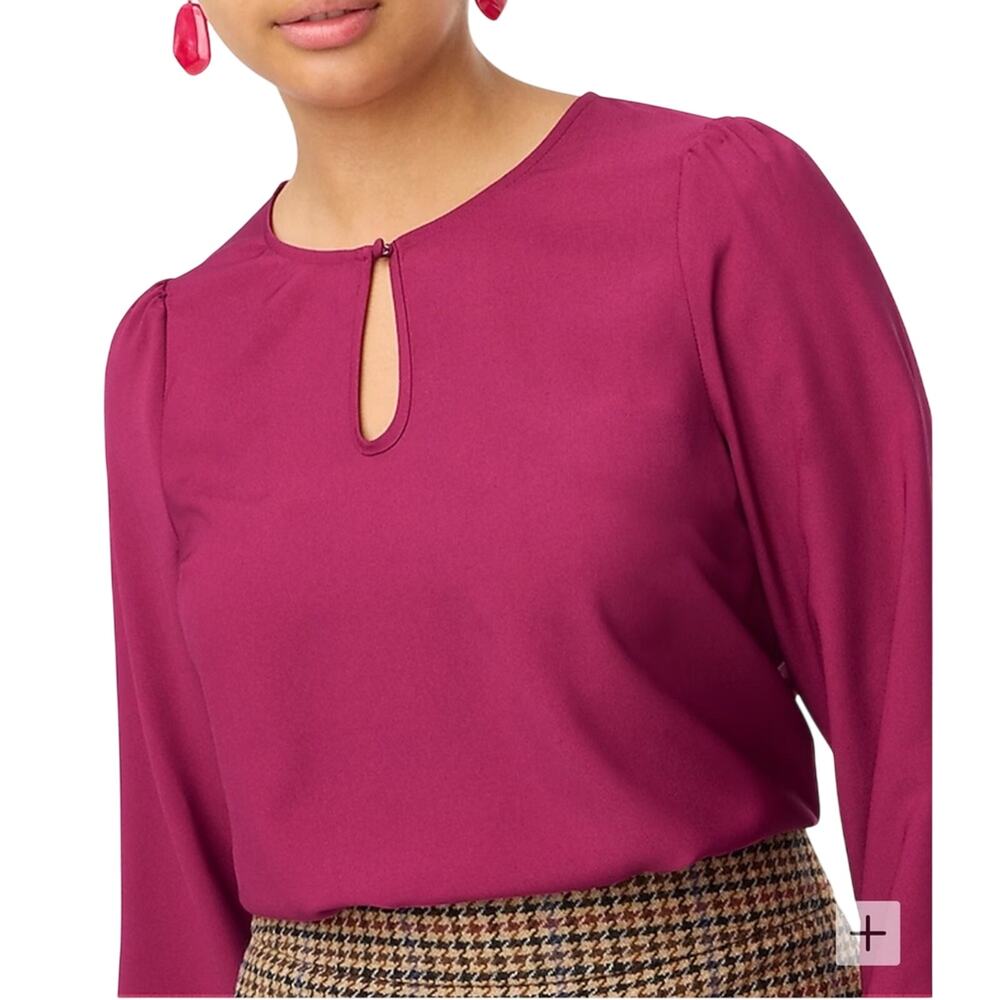 J.Crew Factory Petite Keyhole Blouse PXS NWT Fresh Raspberry Pink